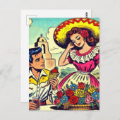 Carte Postale Retro Love Couple Comic (Devant / Derrière)