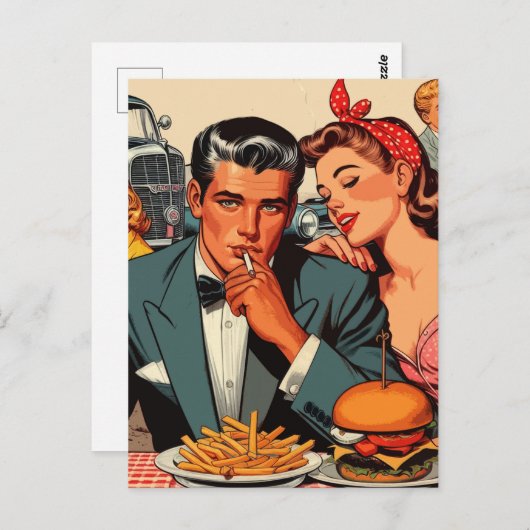 Carte Postale Retro Love Couple Comics (Devant / Derrière)