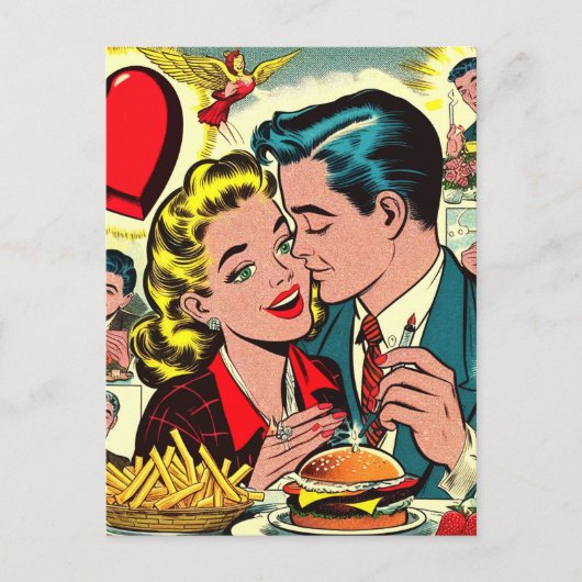 Carte Postale Retro Love Couple Comics (Devant)