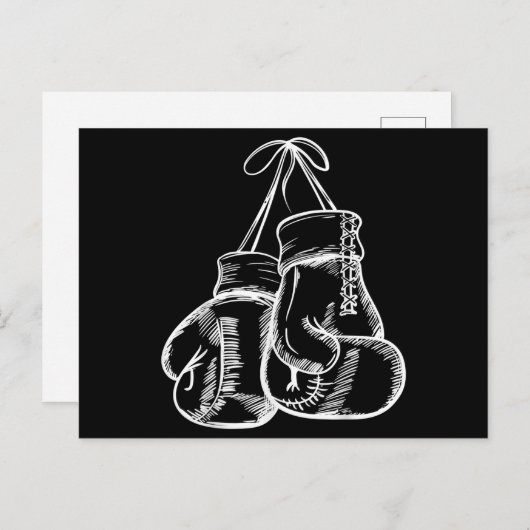 Carte Postale Retro Love White Boxer Gants Cadeaux Boxer Cadeau (Devant / Derrière)