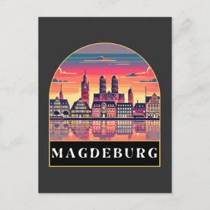Carte Postale Retro Magdeburg Skyline