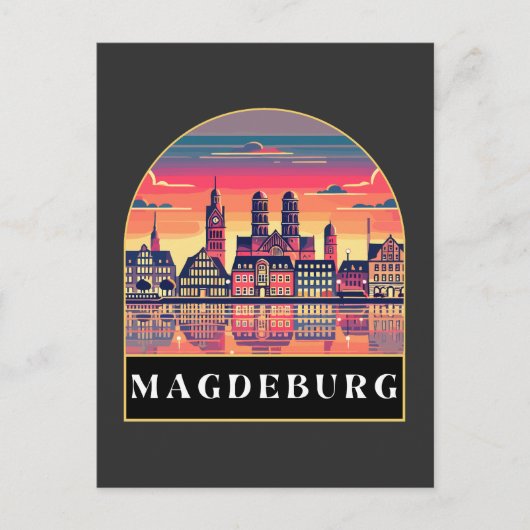 Carte Postale Retro Magdeburg Skyline (Devant)