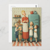 Carte Postale Retro Maman et les enfants Standoff (Devant / Derrière)
