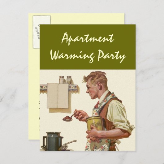 Carte Postale Retro Man brasse Café House Party (Devant / Derrière)