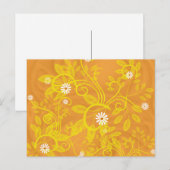 Carte Postale Retro Marguerite et Volutes Jaunes sur Fond Orange (Devant / Derrière)