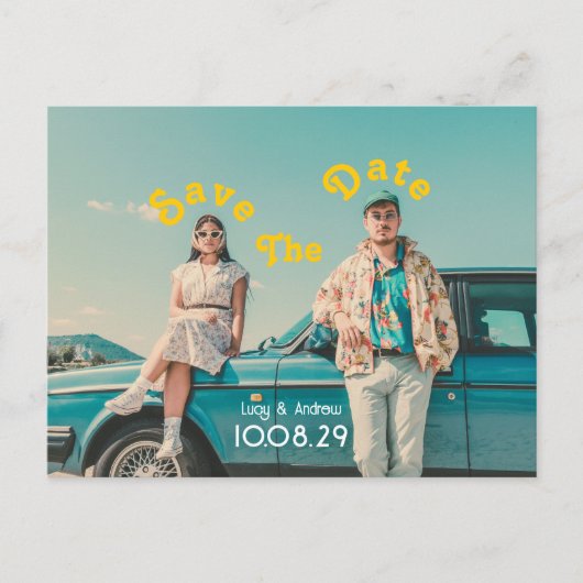 Carte Postale Retro mariage photo enregistrer la date (Devant)