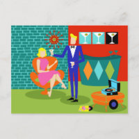 Carte postale Retro Martini Couple