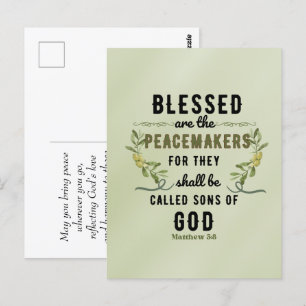 Carte Postale Retro Matthew 5:9 Olive Branch Aquarelle