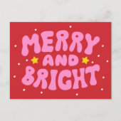 Carte Postale Retro Merry et Bright Holiday Design (Devant)