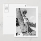 Carte Postale Retro Miami Beach Lady Photo 1950 (Devant / Derrière)