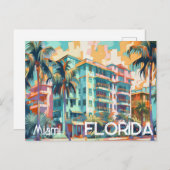 Carte postale Retro Miami Florida South Beach (Devant / Derrière)