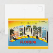 Carte Postale Rétro Miami Floride. (Devant / Derrière)