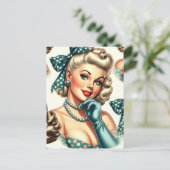 Carte Postale Rétro Mignon Pin-Up Classique (Debout devant)