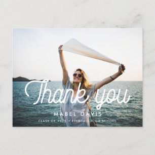 Carte Postale Retro minimaliste Photo graduation merci