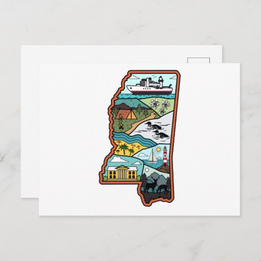 Carte Postale Retro Mississippi Biloxi Laurel MS State Souvenir (Devant / Derrière)