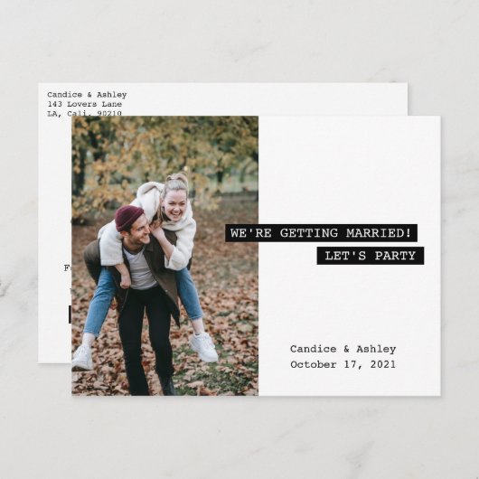 Carte Postale Retro Moderne Étiquette Maker Enregistrer la date (Devant / Derrière)