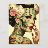 Carte Postale Rétro monstre pin-up (Devant)