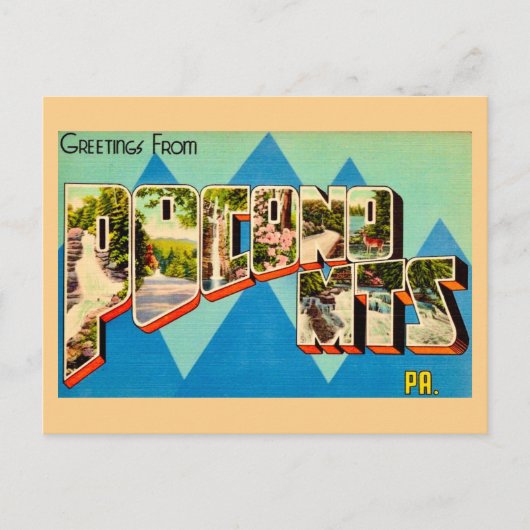 Carte postale rétro Monts Pocono  (Devant)