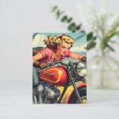 Carte Postale Retro Motorcicle Pin up (Debout devant)
