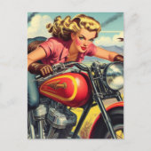 Carte Postale Retro Motorcicle Pin up (Devant)