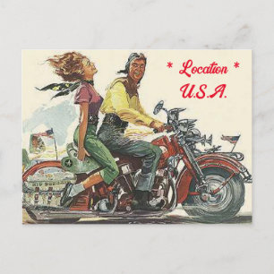 Carte Postale Retro Motorcycle Ride, Style Vintage Personnalisé