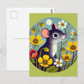 Carte Postale Retro Mouse with Buttercup  (Devant / Derrière)