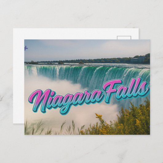 Carte postale Retro Neon Script Niagara Falls Wate (Devant / Derrière)