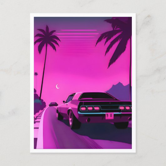 Carte postale rétro néon vaporwave des années 80 (Devant)