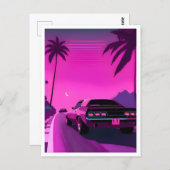 Carte postale rétro néon vaporwave des années 80 (Devant / Derrière)