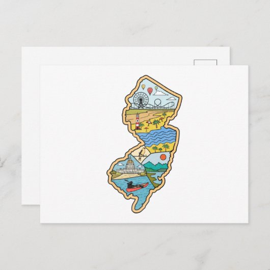 Carte Postale Retro New Jersey Cape May Atlantic City Souvenir (Devant / Derrière)