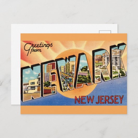 Carte postale Retro Newark NJ (Devant / Derrière)