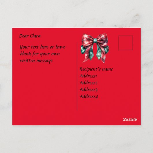 Carte Postale Retro Noël 1950 pin-up fille - baies sèches (Dos)