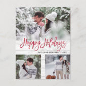 Carte Postale Retro Noël Rustic 3 PHOTO Salutation Holiday (Devant)