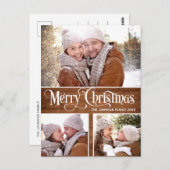 Carte Postale Retro Noël Rustic 3 PHOTO Salutation Holiday (Devant / Derrière)