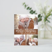 Carte Postale Retro Noël Rustic 3 PHOTO Salutation Holiday (Debout devant)