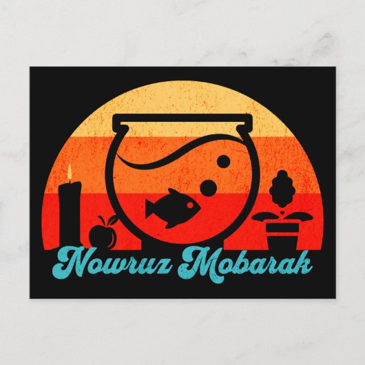 Carte Postale Retro Nowruz Mobarak Poisson d'or (Devant)