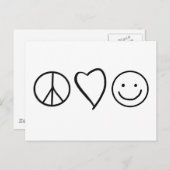 Carte Postale Rétro Paix Amour et Bonheur (Devant / Derrière)