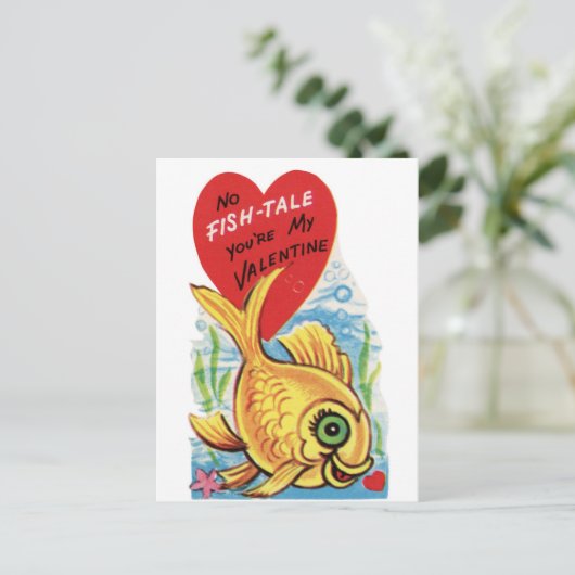 Carte Postale Retro Pas De Conte De Poisson Avec Coeurs (Debout devant)