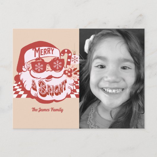 Carte Postale Retro Père Noël Merry Bright Super Noël Photo (Devant)