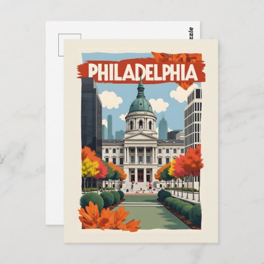 Carte Postale Retro Philadelphie (Devant / Derrière)