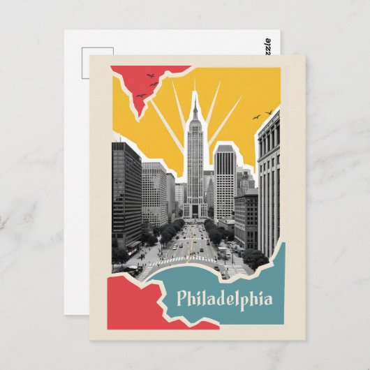 Carte Postale Retro Philadelphie (Devant / Derrière)