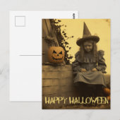 Carte Postale Retro Photographie éffrayant Halloween fille dépla (Devant / Derrière)