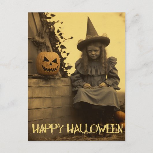 Carte Postale Retro Photographie éffrayant Halloween fille dépla (Devant)