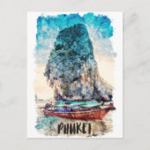 Carte Postale Retro Phuket Thailand Beach Peinture (Devant)