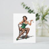 Carte Postale Retro Pin-up Girl avec chaussures vertes (Debout devant)