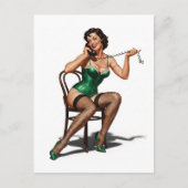 Carte Postale Retro Pin-up Girl avec chaussures vertes (Devant)