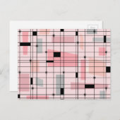Carte postale Retro Pink Grid et Starburst (Devant / Derrière)
