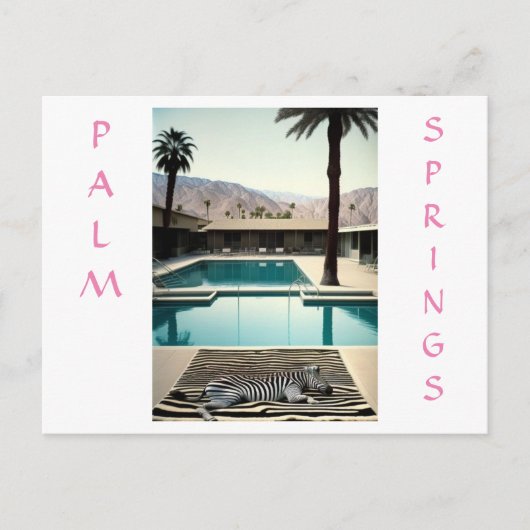 Carte Postale Retro Poolside Zebra Thème Fête Personnaliser (Devant)