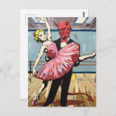 Carte Postale Retro Pop Art Devil Avec Ballet Dancer (Devant / Derrière)