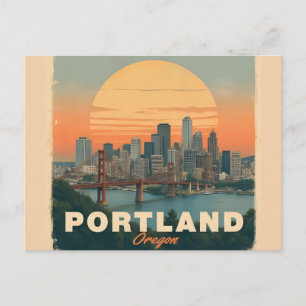 Carte Postale Rétro Portland Oregon Skyline Voyage Vintage